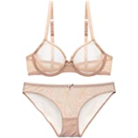 Los mejores  - Varsbaby Mujer Ver-a través de Encaje Transparente Bra Everyday Conjuntos de lencería (ES:100B = EU:85B- Rojo Brillante)
